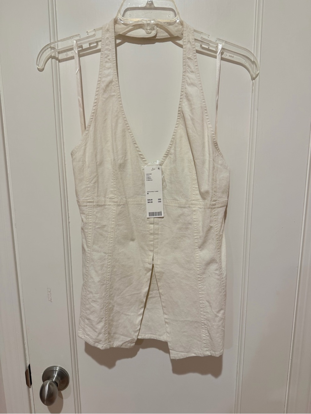 Urban Outfitters Cream Halter Tank with V-Neck